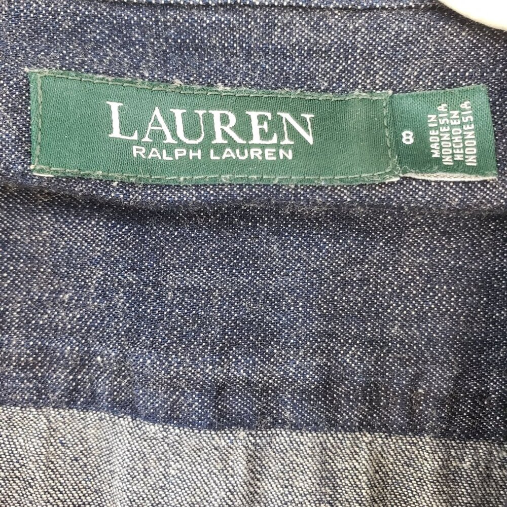 Lauren Ralph Lauren Chambray Midi Shirt Dress Size 8 *Missing Belt* - Picture 3 of 7